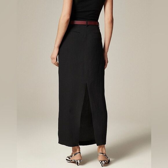 NWT J CREW Trouser maxi skirt in viscose crepe in black - Picture 4 of 7
